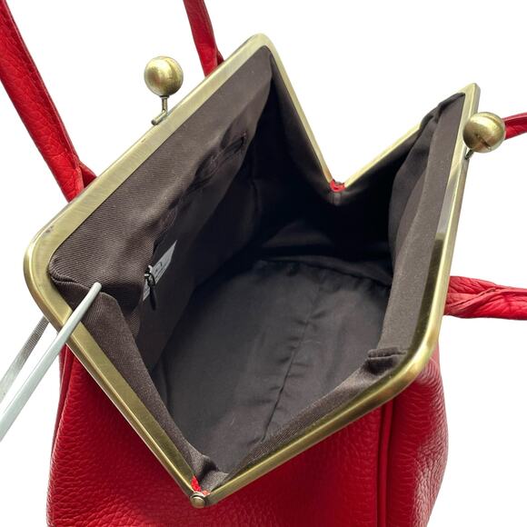 Taschenkinder Big Aurelie Leather Kisslock Frame Bag (Red) - Picture 9 of 12